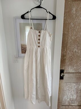Free People White Maxi Sundress with Wooden Buttons